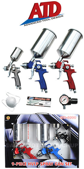 9 Piece HVLP Spray Gun Set