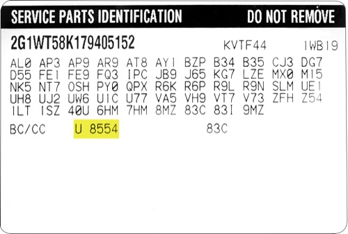 Location of Your Chevy's Paint Code