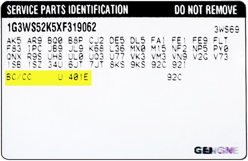 Location of Your Oldsmobile's Paint Code