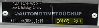 Daewoo Paint Code Example