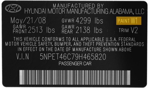 Location of Your Hyundai's Paint Code