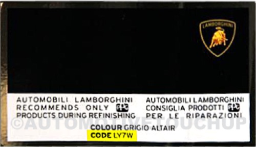 Location of Your Lamborghini's Paint Code: Option 2