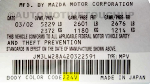 Location of Your Mazda's Paint Code