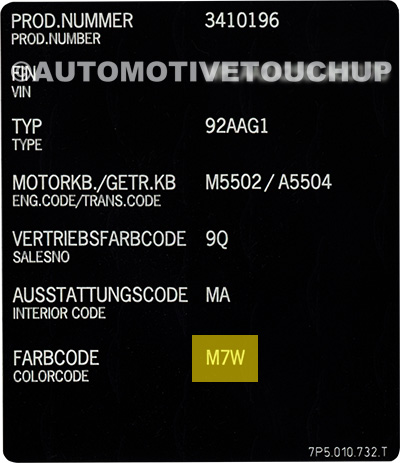 Porsche Paint Code Label