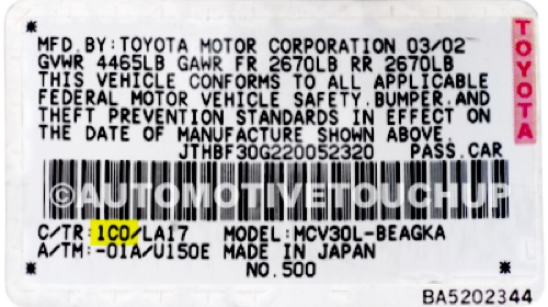 Location of Your Toyota Paint Code