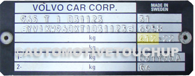 Volvo Paint Code ID Tag